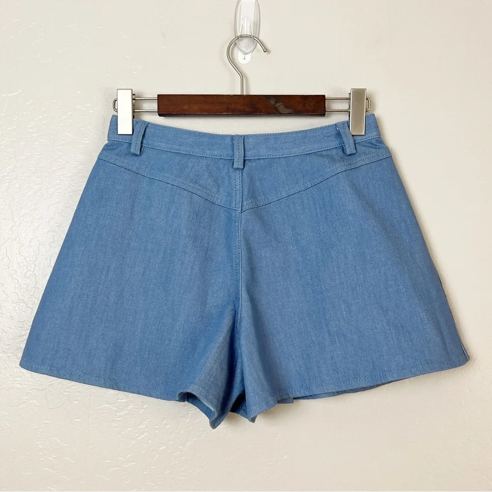 •THAKOON• High Waisted Wrapped Shorts/Skort in‎ Chambray Blue Size 2